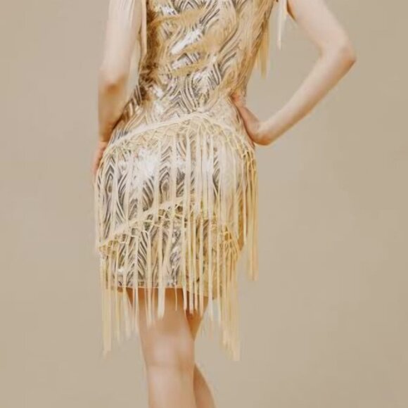 BABEYOND Women's Flapper 1920s VNeck Beaded Fringed. - Picture 9 of 13